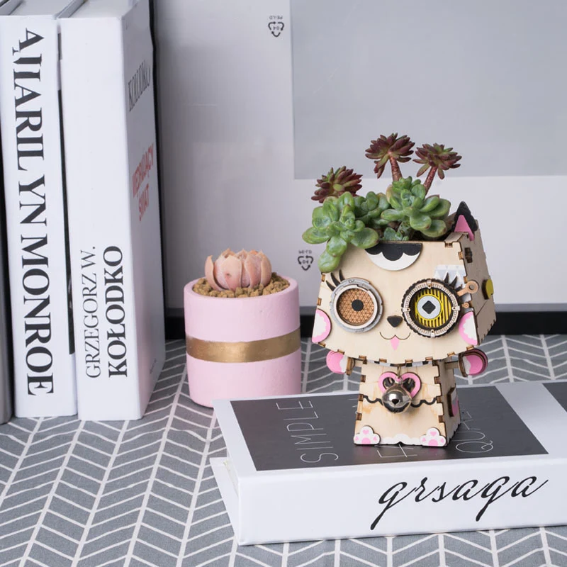 

Wooden DIY Model Build Toy 3D Puzzle Succulent Plant Flower Pot Eco Friendly DIY Craft Kit High Quality