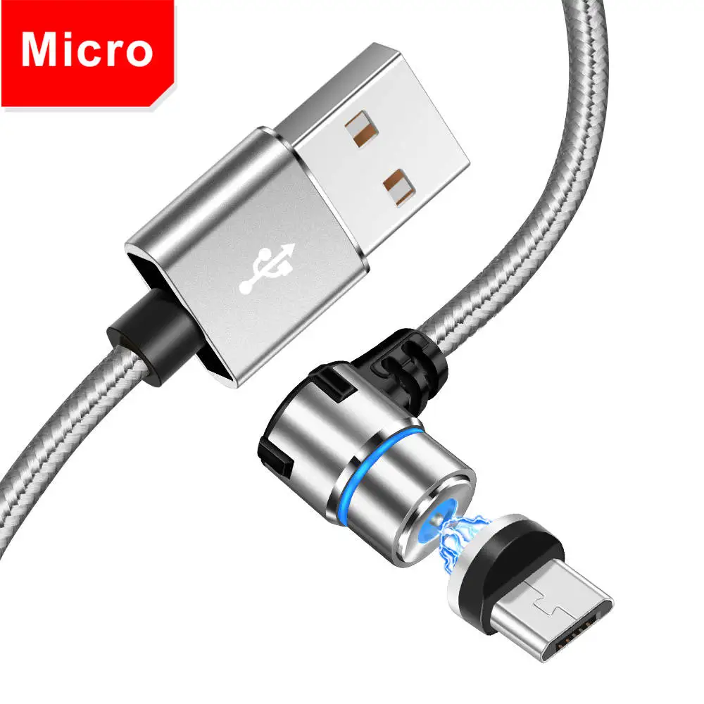 Sliver Micro USB KSTUCNE Micro USB Магнитный кабель зарядное устройство 90 градусов быстрая зарядка кабель type C для iPhone 7 X S Max huawei P20 samsung USBC провод - Цвет: Sliver Micro USB