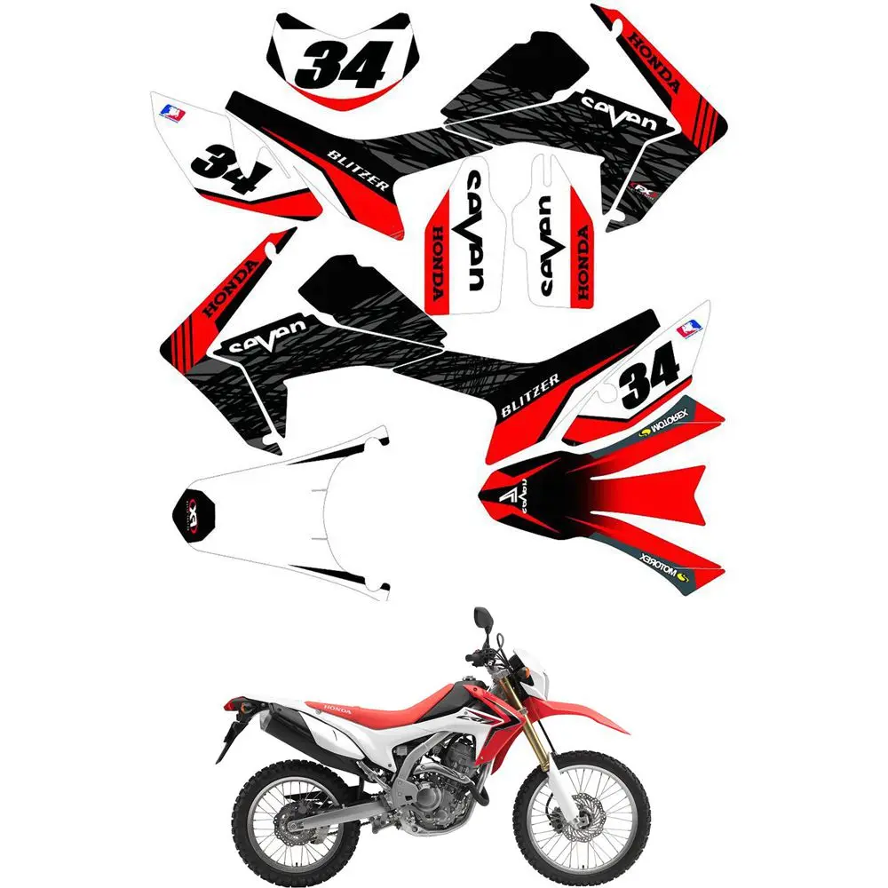 

For HONDA CRF250L 2012 2013 2014 2015 2016 2017 Customized Number Graphics Backgrounds Stickers Kit Decal