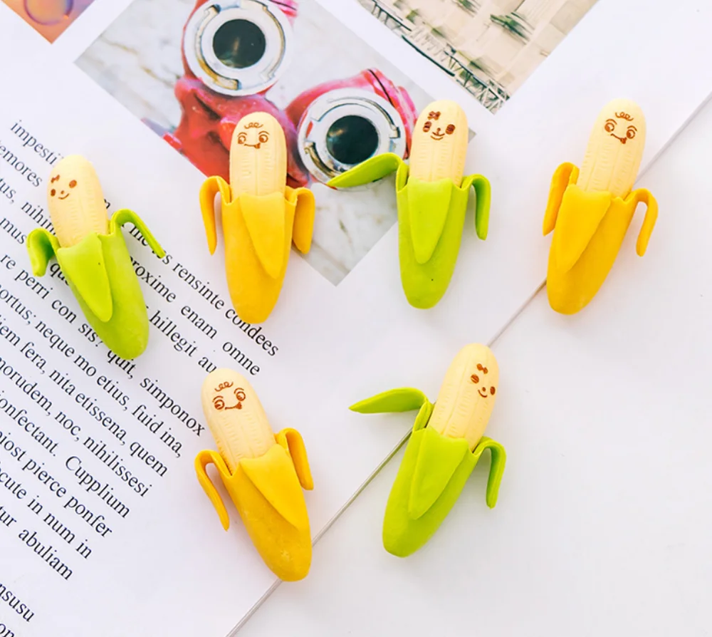 2 шт. Милый Забавный набор ластиков для лица банан Kawaii резиновые ластики учеников