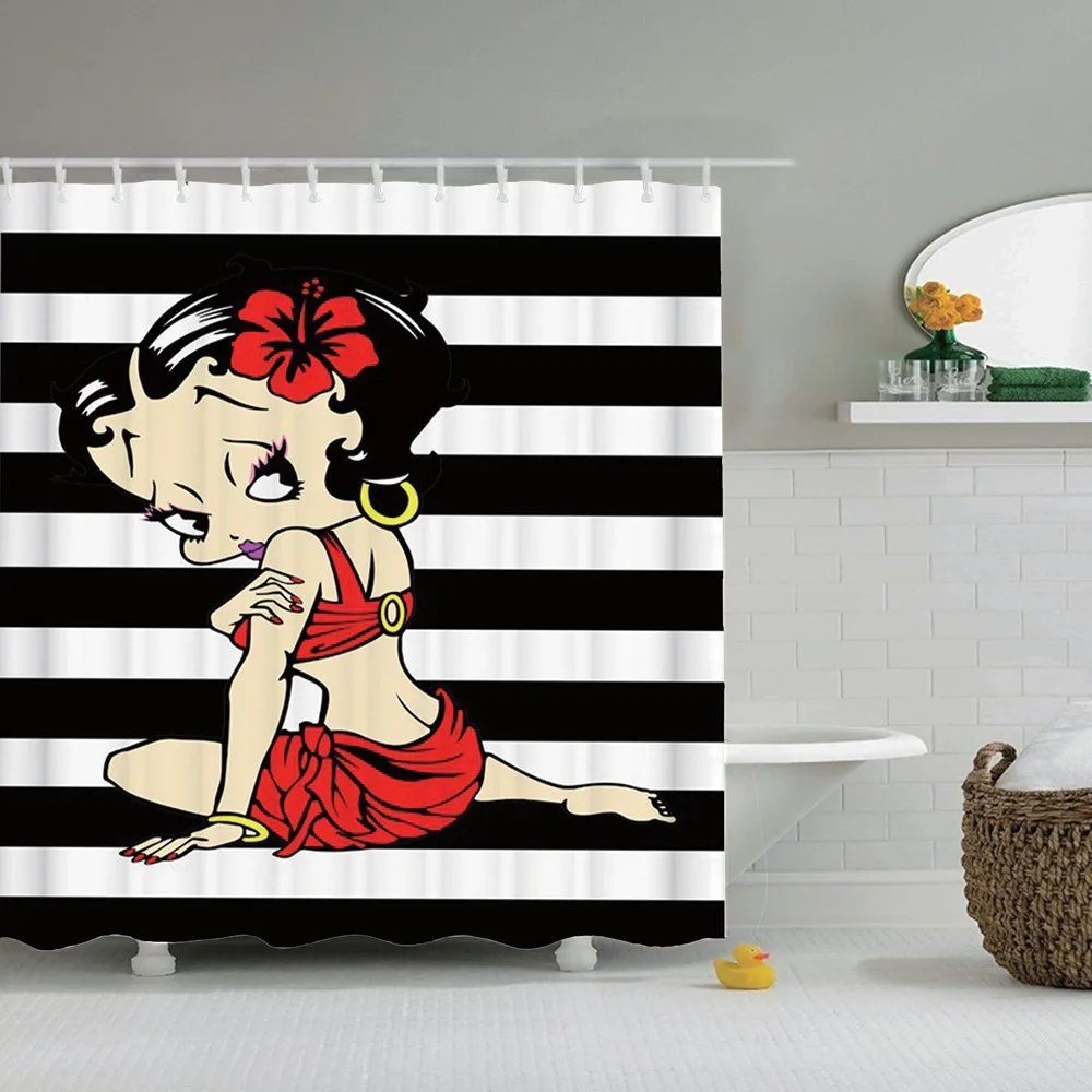 Dafield Betty Boop занавеска для душа Betty Boop ткань для ванной комнаты сексуальные девушки полиэстер ванная комната водонепроницаемый занавеска для душа - Цвет: 25542