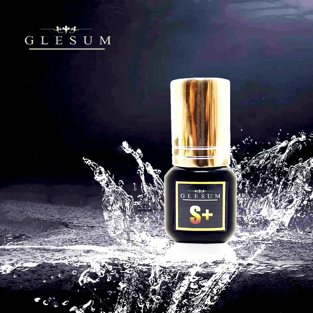

GLESUM Fast Dry 1-2s Eyelash Extension S+ Glue 5ml Clear Black Lashes Mink Eyelashes Exrension Adhesive With Free Shipping