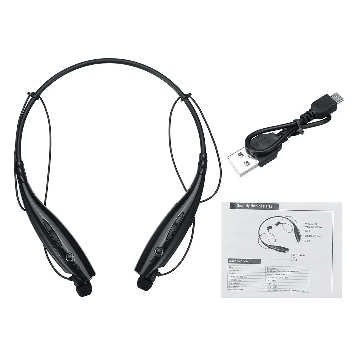 HBS730 Спортивная стереогарнитура bluetooth V4.2 нашейные беспроводные bluetooth мобильный телефон коробка оснащена usb-кабелем для зарядки