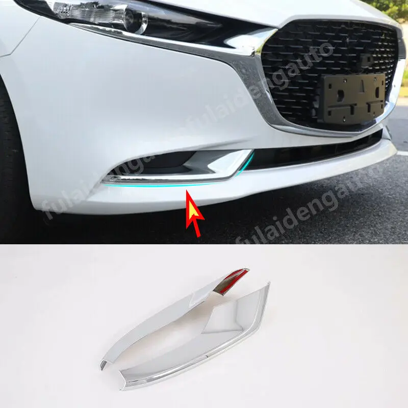 

Подходит для Mazda 3 Axela 2019-2021 Новинка ABS хромированный передний бампер противотумансветильник РА полоса обшивка молдинг автомобильные аксессуары 2 шт.