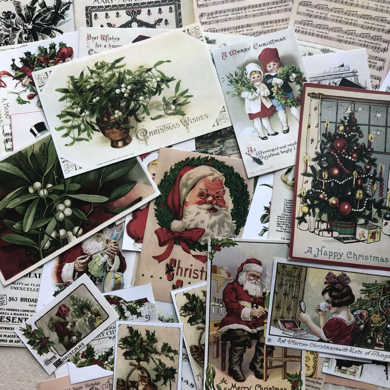 

Retro plant Christmas music junk journal material