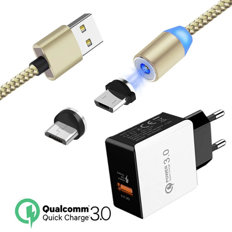 

Micro USB Magnetic Charge Wire vivo Z1 Pro Z5x Honor 8X 8A 7A QC 3.0 Fast charger For Samsung galaxy A10 A3 A5 A7 2016 J7 J5 J3