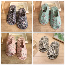 Cotto – pantoufles de maison, chaussures de sol d'intérieur, sandales pour femmes, chaussures de maison à fleurs, pantoufles antidérapantes en chanvre souple, chaussures de sol de chambre à coucher
