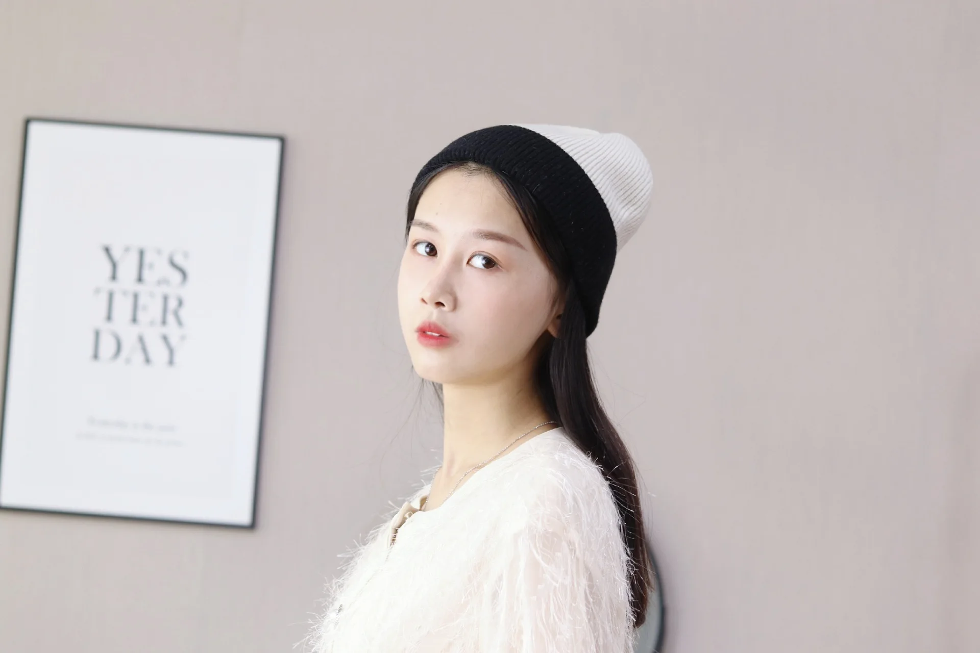 Men And Women Winter Wool Hat Fashion Simple Set-up Casual Warm Straight Tube Hat Japanese Wind Two-Color Knitted Hat beanies
