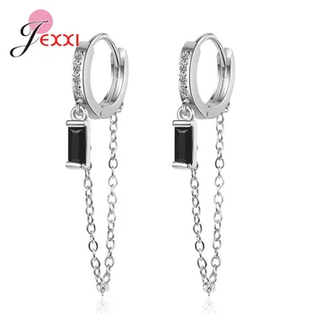 

Long Round Statement Earrings Women Female Fashion Jewelry Zircon Tassel Ear Chain Small Hoop Long Dangle Drop Earrings