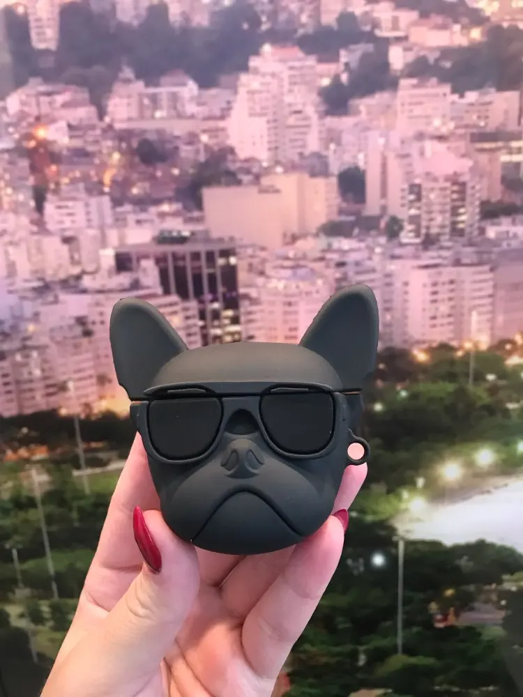 Black Bulldog CHIPAL, Япония, счастливый кот, коготь, Ночная Сова, бульдог, чехол для наушников s, для AirPods, чехол, Air Pods, Earpods, силиконовый чехол для наушников, Funda - Цвет: Black Bulldog