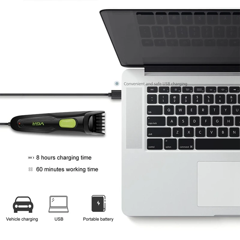  VGR V-019 Multi-Function Hair Clipper Waterproof USB Rechargeable Shaving Trimmer Razor Knife Hair 