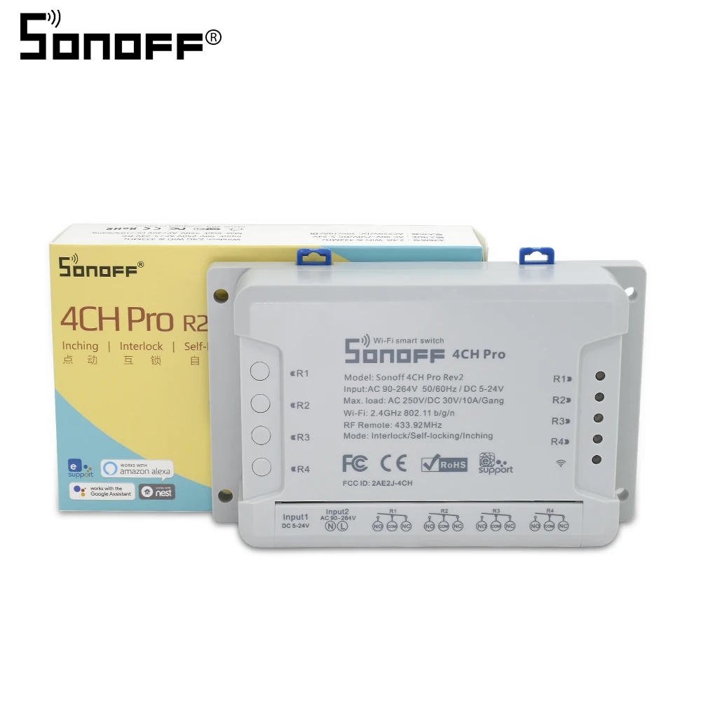 Sonoff 4ch PRO R2 умный wifi переключатель 4 канала 433 МГц 2 г пульт дистанционного