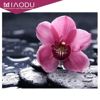 

Miaodu Orchid Stone Diamond Mosaic Embroidery Sets Wall Decor Craft Gifts 5D Diamond Painting Floral Full Rhinestones Pattern