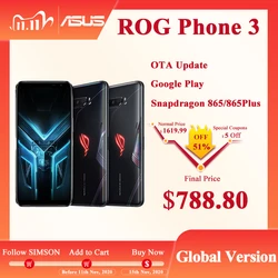 Глобальная версия ASUS ROG Phone 3 ZS661KS 5G Смартфон Snapdragon 865/865 плюс 6000 мАч NFC Android Q 144 Гц игровой телефон ROG3