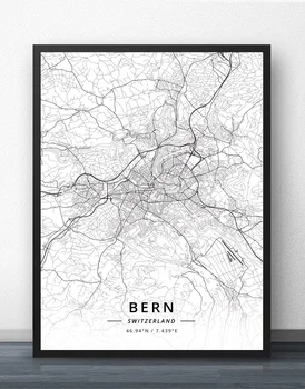 

GX1042 Bern Geneva Lugano St Gallen Zurich Switzerland Map Painting Poster Prints Canvas Wall Picture For Home Room Decor