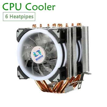 

Dual Fan Cooler 6 Heatpipes 4-Pin RGB CPU Cooler Quiet Cooling Fan Heatsink Radiator For Intel 775/1150/1151/1155/1156/1366AM