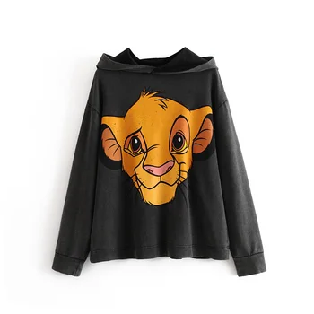 

SYDanne Cartoon Sweatshirts Women Fashion Hooded Sweatshirt Women Elegant Cotton Sweatshirts Female Ladies Lion Print Hoodies