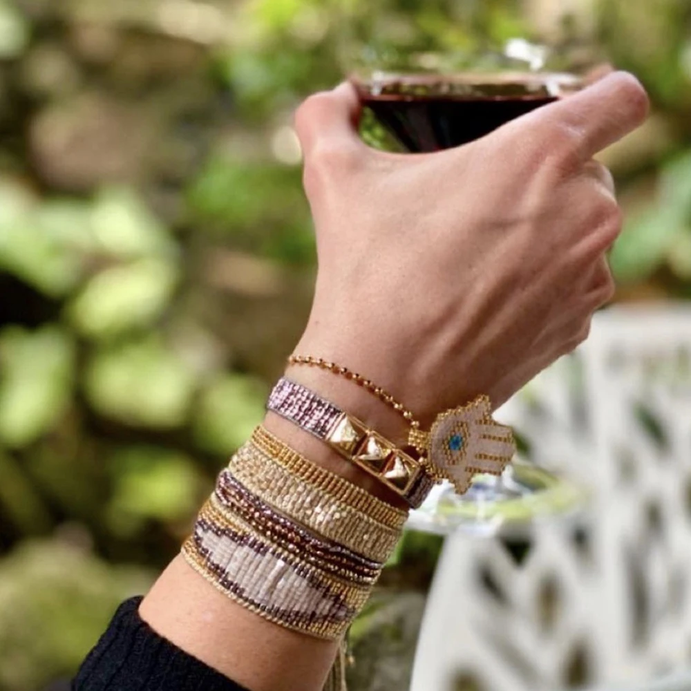 

Браслет с турецким глазом BLUESTAR 2021, браслеты Миюки ручной работы, хрустальные браслеты, Женская Фатима, Хамса, ручная работа, ювелирные изделия, нарукавник