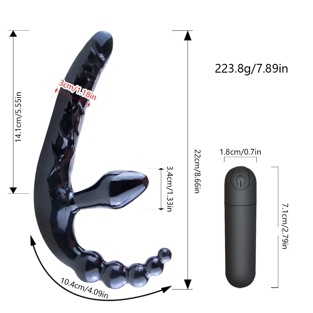 Strapless Strapon Dildo Vibrator 4 in 1 Sex Toys for Adult Double Penetration Anal Plug Anal Beads Vibrators for Women Lesbian 6