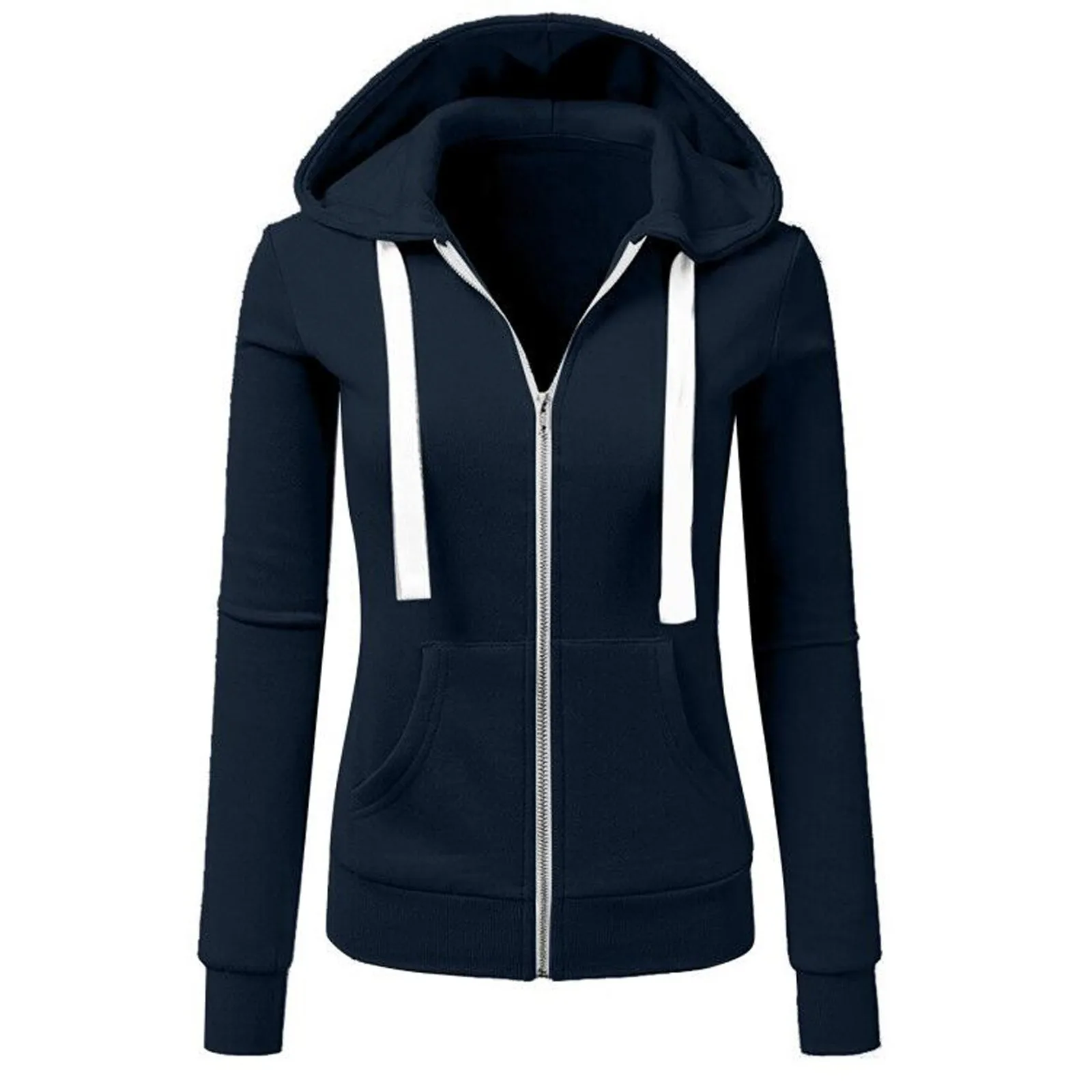 Women Zipper Hoodies Sweatshirt Jacket Winter Autumn Solid Zipper Women Hoodies Sweatshirts Moleton Feminino 2 Colors S-XL 1