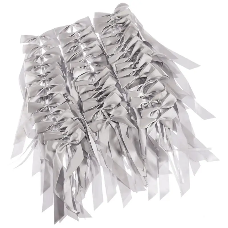 25pcs Grey Бант ленты свадебный автомобиль Декор Лук для свадебной вечеринки сбора - Цвет: 25pcs Grey