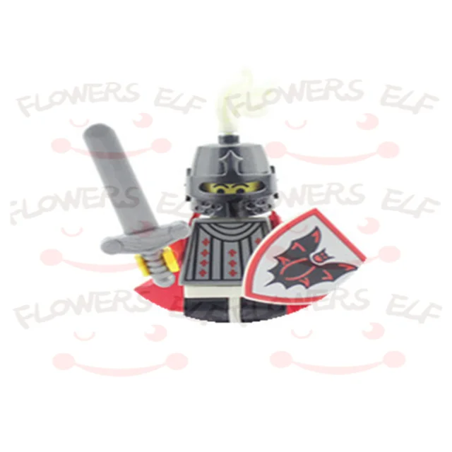 1PCS Blue Lion Red Green Dragon Knight Mini Two-person Villain Middle Age Assembling Building Blocks Children'sToy Medieval Knig 9805E