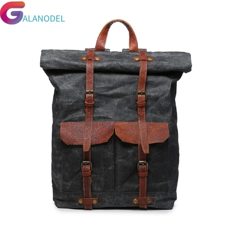 

Canvas New Multi-function M216 Backpacks for Men Oil Wax Canvas Leather Travel Backpack Large Waterproof Daypacks Retro Bagpack
