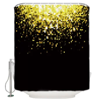 

Black Golden Dots Golden Visual Shower Curtain Waterproof and Mildewproof Polyester Fabric Bath Curtain Design