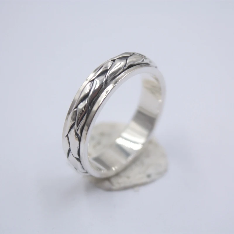 

Pure 925 Sterling Silver Ring Band 5.5mm Wheat-Pattern Ring Size from 6.5-12 For Unisex