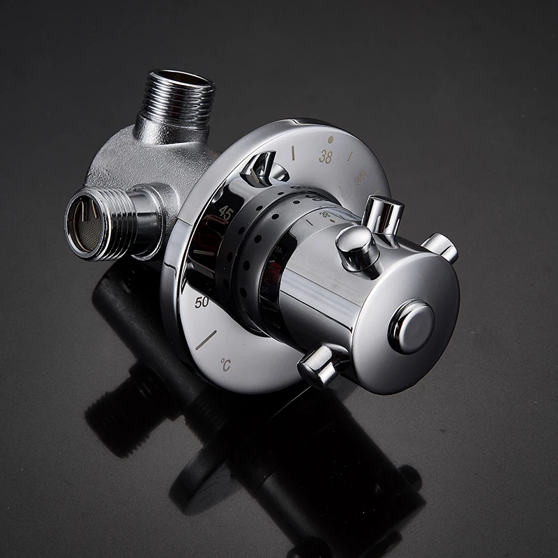 Thermostatic Mixing Valve Brass Bathroom Faucet Temperature Mixer Control 3Way G1/2 Home Improvement thermostatic mixing valve