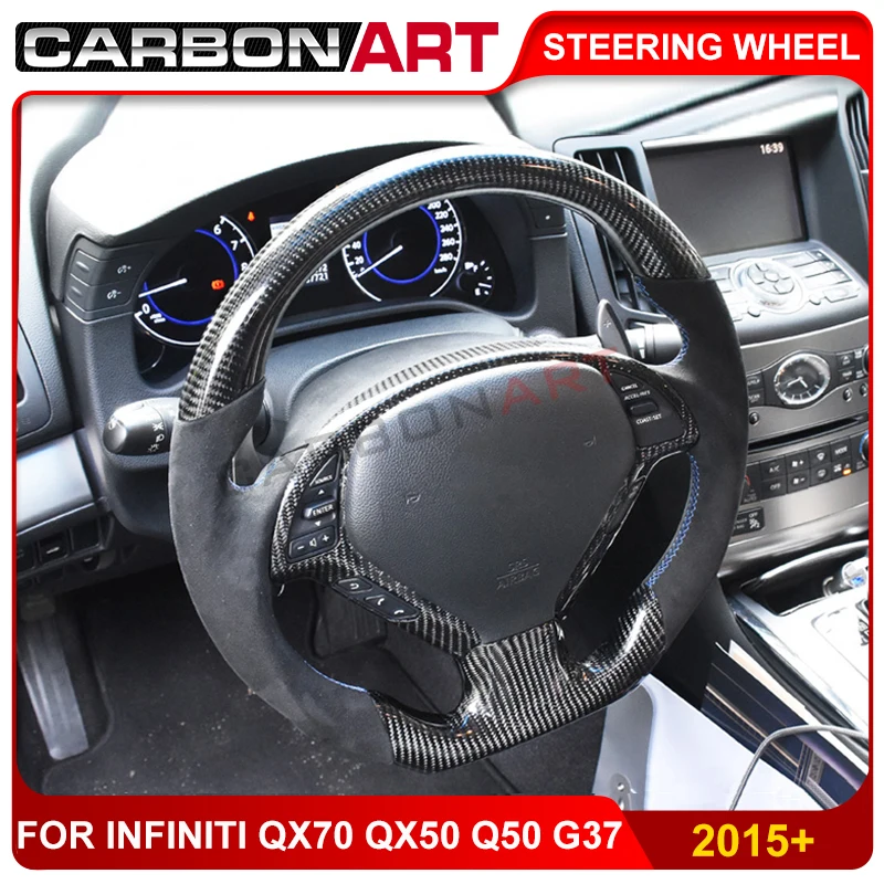 Us 544 32 19 Off Q50 Fx35 Interior Carbon Fiber Steering Wheel For Infiniti Q50 Q30 Luxury Suv Fx35 G35 G37 Qx 60 Qx70 Qx80 Auto Accessaries In