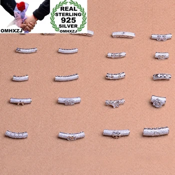 

OMHXZJ Wholesale ZB530 DIY Jewelry Making Accessories Findings Components Bracelet Necklace 925 Sterling Silver Spacer Tube Bead