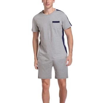 

INCERUN Summer Men Pajamas Sets Short Sleeve Patchwork Sleepwear Shorts Nightwear Bodybuilding Workout Men Sets Lounge Homewear