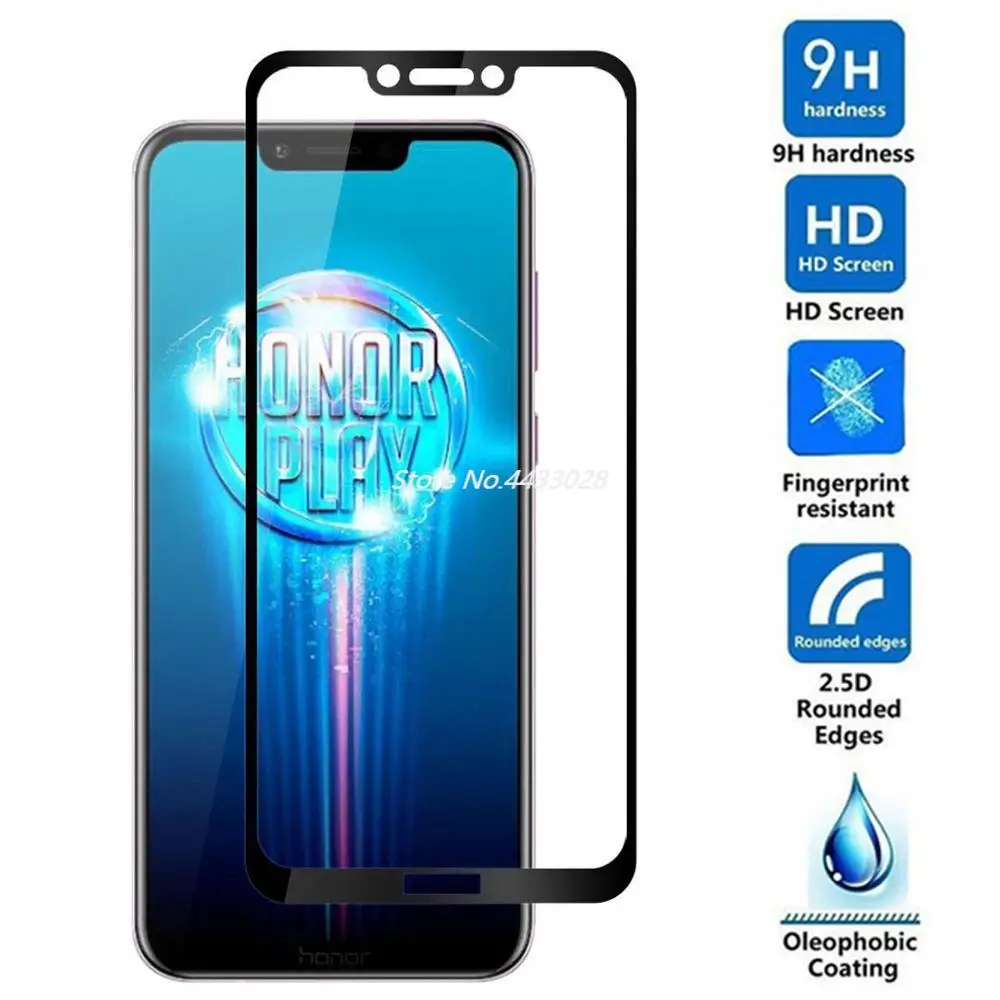 

Закаленное стекло 5D с полным покрытием для Huawei Honor Play, Защитная пленка с защитой от царапин для Huawei Honor Play, протектор экрана с клеем
