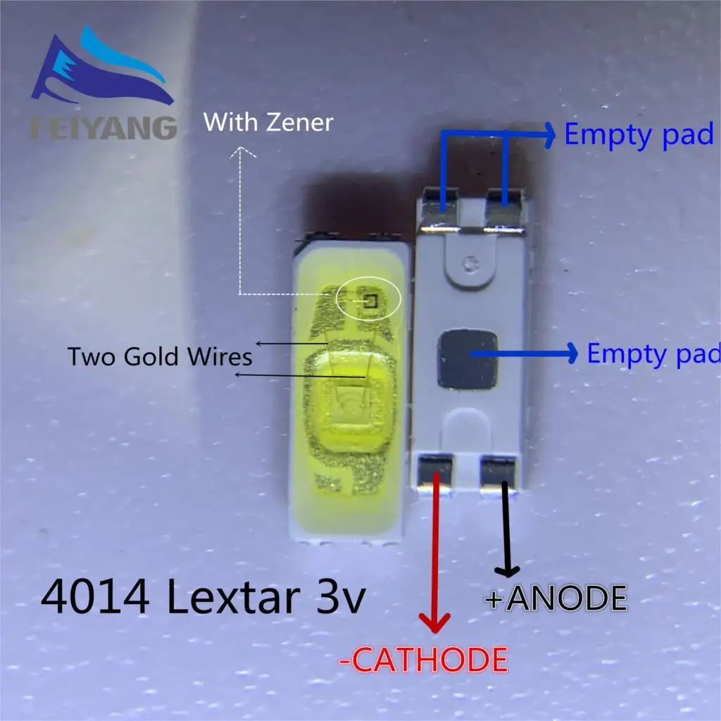 50PCS Lextar LED Backlight Low Power 0.2W 4014 3V Cool white 15.5LM TV Application | Электронные компоненты и