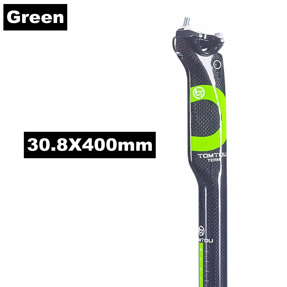 Green 30.8X400mm TOMTOU супер светильник труба из углеродистого волокна 3K из углеродного волокна велосипед нарушая ветер Подседельный штырь для горного велосипеда подседельный штырь 27,2/30,8/31,6 мм Горный Дорожный Велоспорт Запчасти - Цвет: Green 30.8X400mm