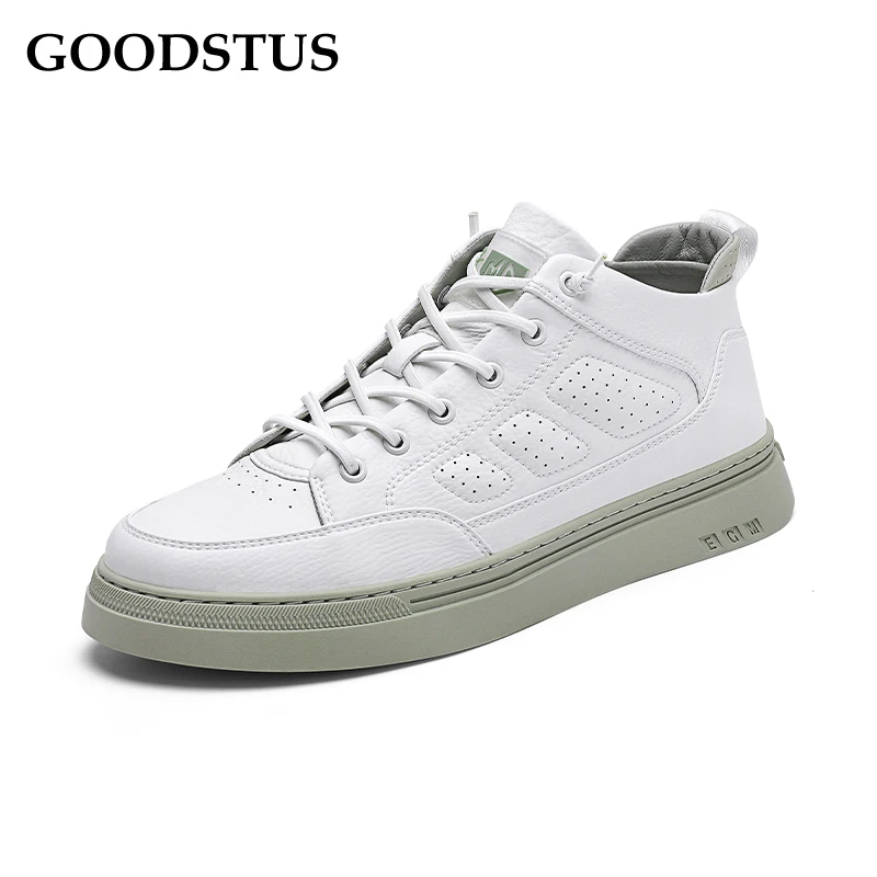

GOODSTUS Men Pu Sneaker Breathable High Quality New Fashion Thcik Sole Comfortable Solid Lace-Up Male Street Walking Casual Shoe