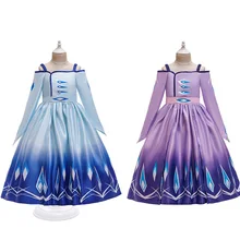 Новая "Холодное сердце" 2 платья Эльзы и Анны Косплэй детская одежда костюм на Хэллоуин queen Эльзы из «холодного сердца», Фиолетовый без бретелек юбка принцессы полный набор