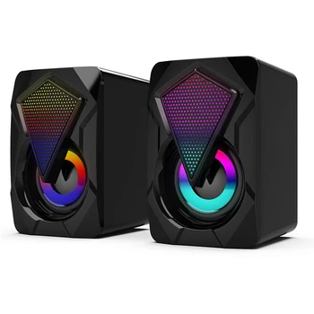 

New USB Wired Speaker Portable Column 3W Subwoofer 3D Stereo Music Surround Soundbar Center Colorful Lights Speaker For Computer