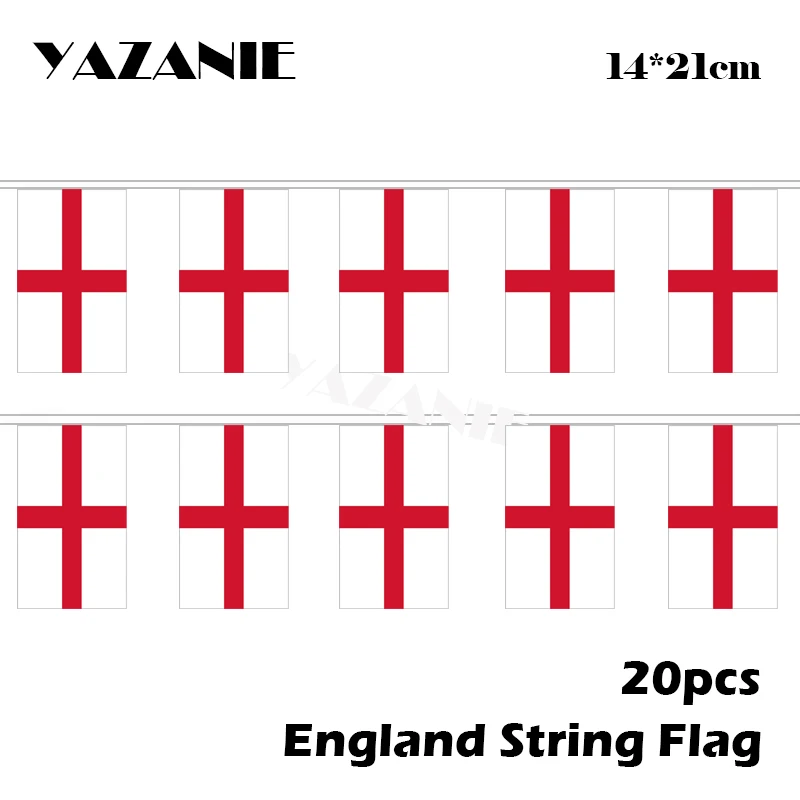 YAZANIE 14*21cm 20PCS 5Meter Country England String Flag Cross Of St George English National Banner Indoor Outdoor Bunting | Дом и сад