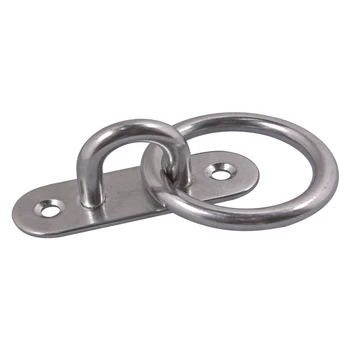 

304 Stainless Steel M8 oval base Sail Shade Pad Eye Plate U-shaped Hook Ring Welded with Self-tapping Screws