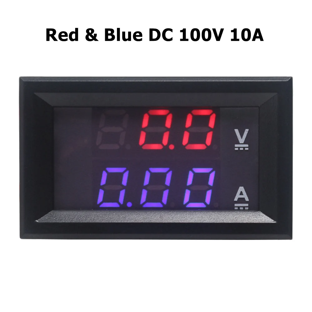 Red Blue DC 100V 10A Цифровой вольтметр Амперметр постоянного тока 200 в 100 в 10 А Высокоточный автомобильный тестер напряжения тока двойной светодиодный дисплей - Цвет: Red Blue DC 100V 10A