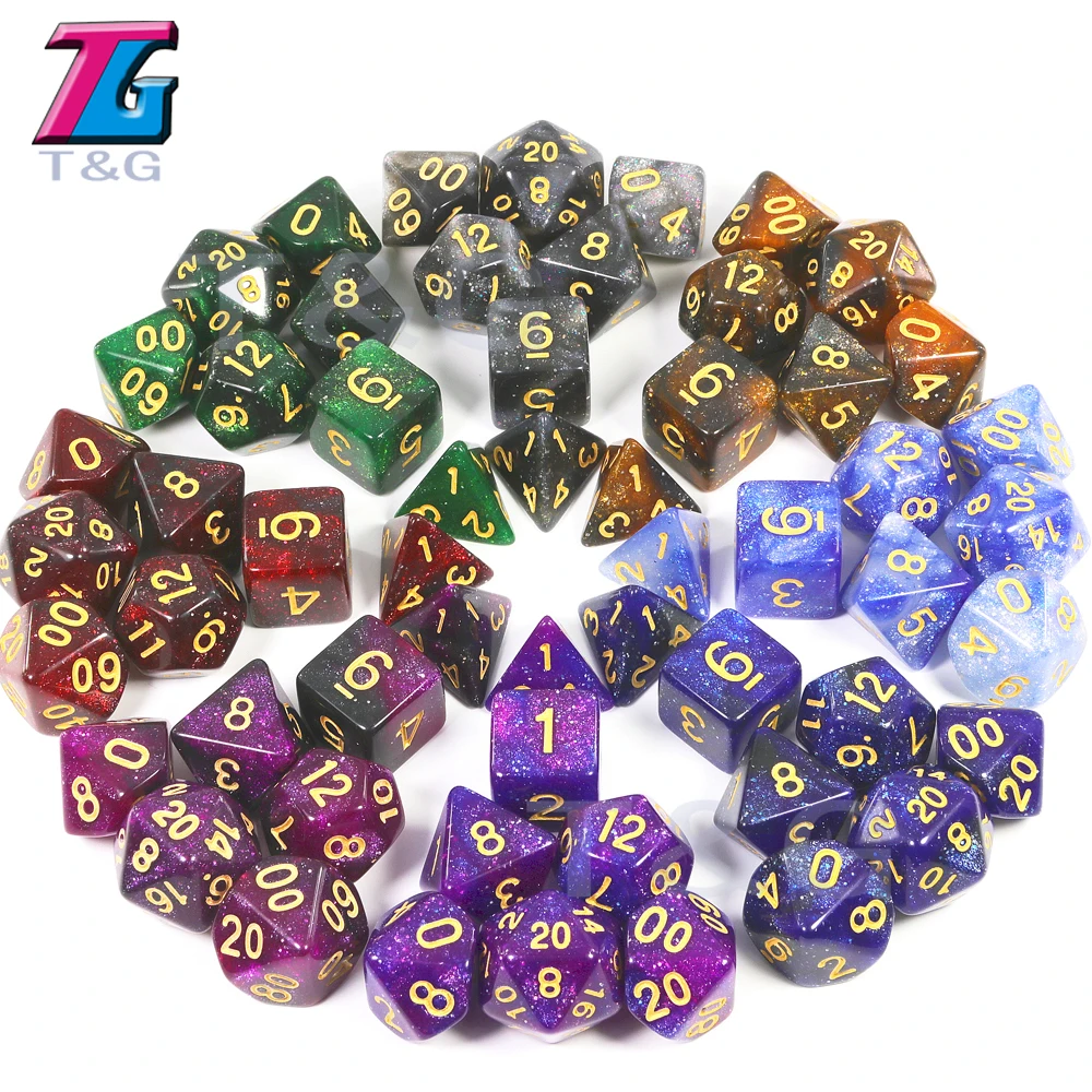 New Game Accessories Galaxy Green Black Glitter Dice Set Role Playing Games DnD RPG Party|Кубики| |