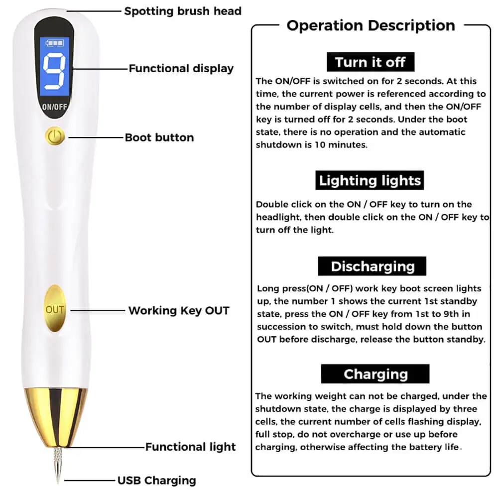 FDA лазерная ручка для удаления молей, инструмент для удаления темных пятен, светодиодный жидкокристаллический прибор для удаления пятен, татуировка, веснушки, Неву, уход за лицом, красота