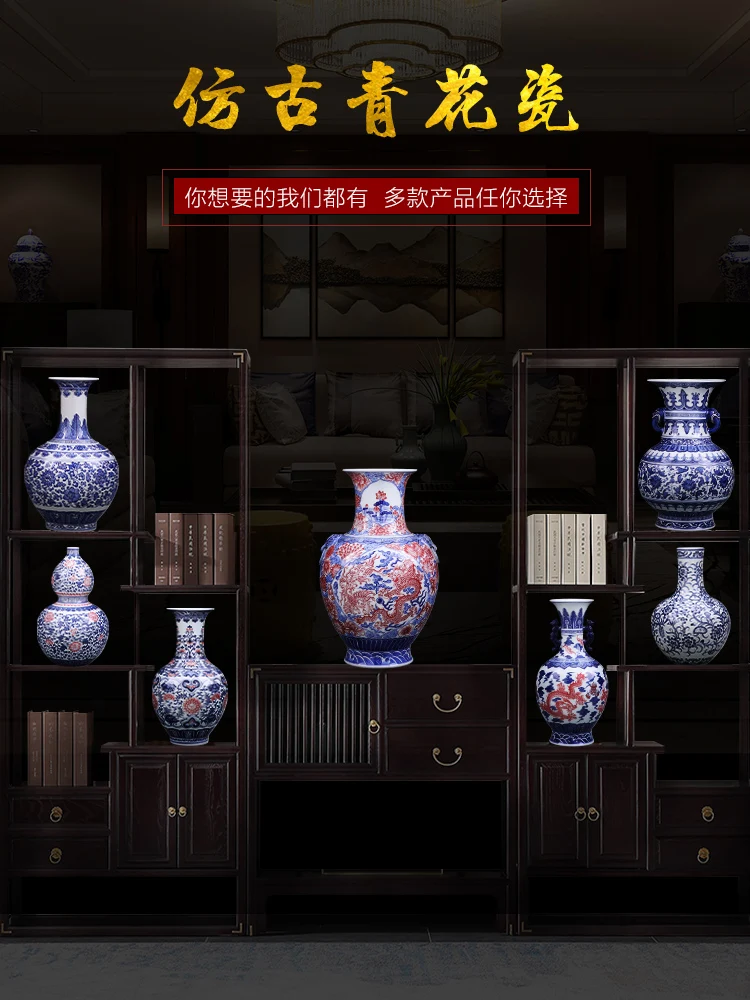 

Jingdezhen Ceramics Best Antiques Vase Decoration Large Hand Painted Blue and White Glaze Traditional Craft Handmade 7 Models