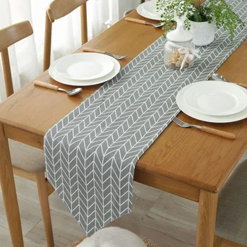 

Cotton Linen Table Runners Mat Geometric Arrow Tablecloth Modern Nordic Style Gray Desktop Placemat Party Table Flag Home Decor
