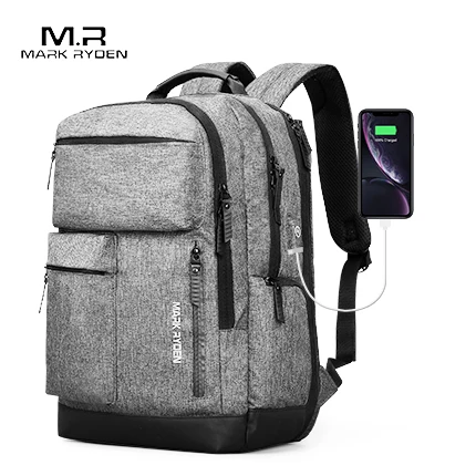 Mark Ryden мужской рюкзак многослойное пространство 15,6 дюймов ноутбук USB подзарядка дорожная мужская сумка Анти-Вор Mochila - Color: gray