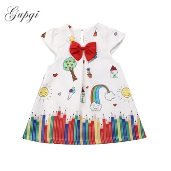 

6m-5Y Infant Toddler Baby Kid Girls Dress Cartoon Bow Princess Dresses For Girls Birthday Party Costumes