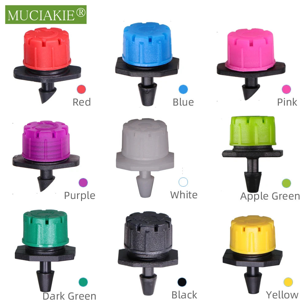 MUCIAKIE 30-1000PCS Adjustable Irrigation Misting Micro Flow Dripper Drip Head 1/4" Hose Garden Sprinklers Garden Watering Tool
