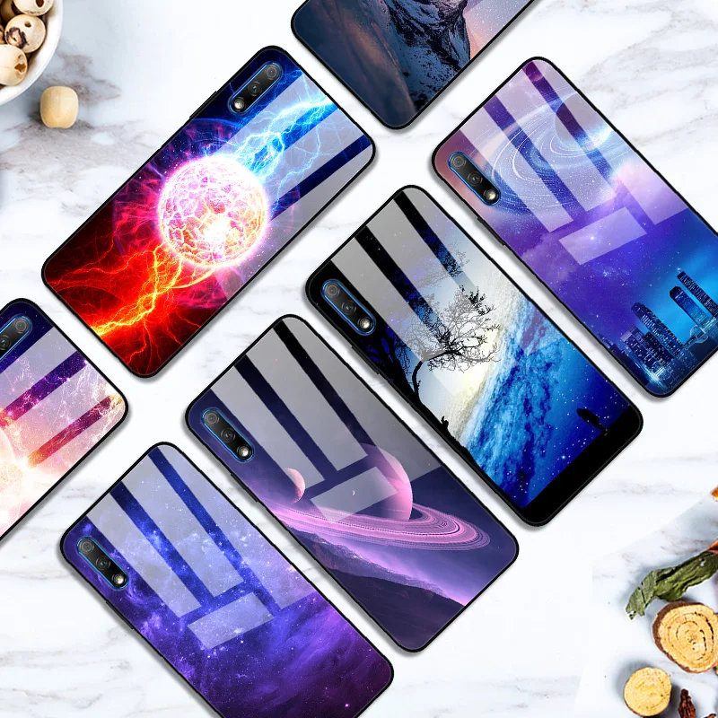 Для huawei Honor 9X чехол закаленного стекла крышка с пространство Распечатать чехол для телефона для Honor 9X силиконовый бампер чехол для huawei Honor9X 9 X